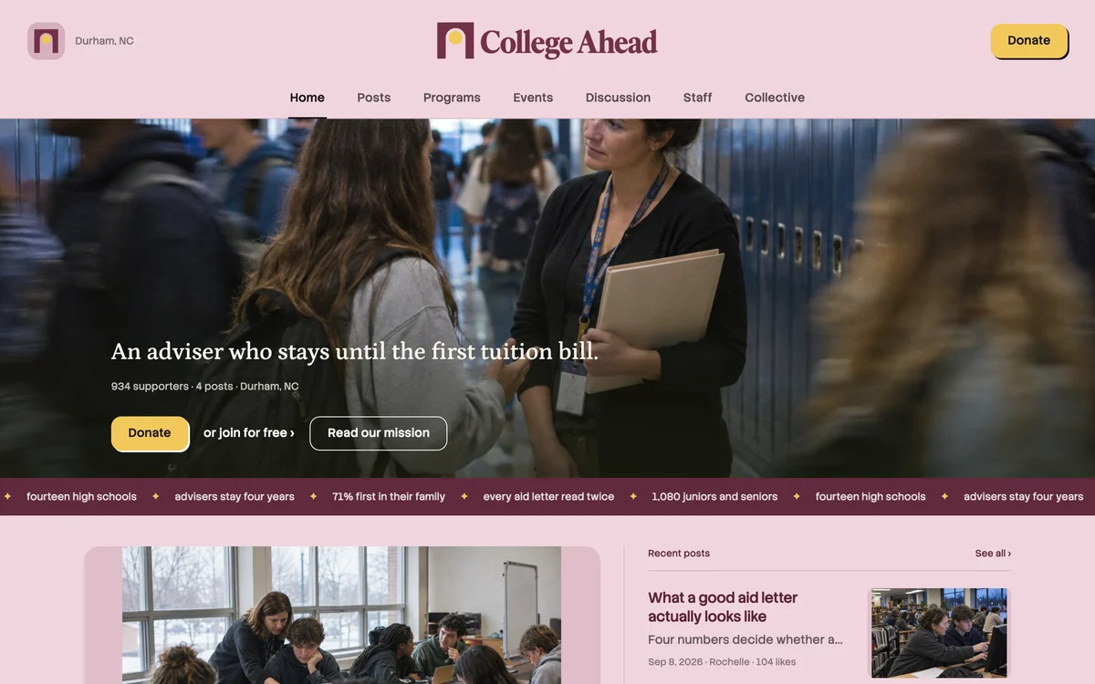 College Ahead, an example Space on Collective